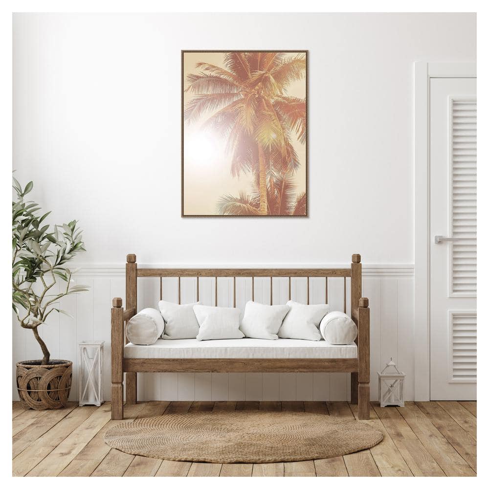 Sunkissed Palm Tree 32"x42" Bronze Framed Canvas Wall Art