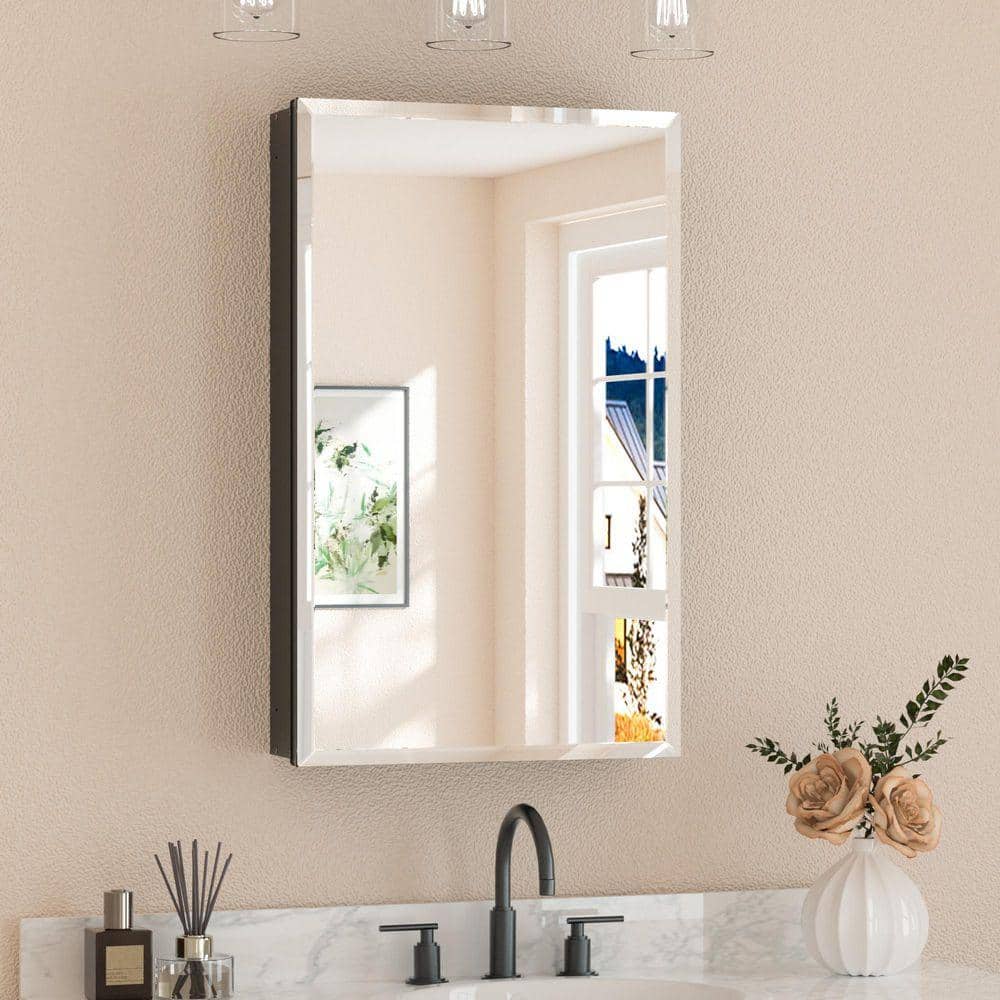 カリメロン KeonJinn 20 in. W x 32 in. H Rectangular Beveled Frameless Metal