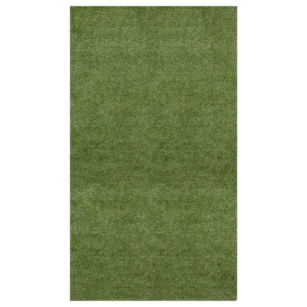 Meadowland Collection Waterproof Solid Indoor/Outdoor 3 ft. x 5 ft. Green Artificial Grass Runner Rug price history on PriceWatchPro
