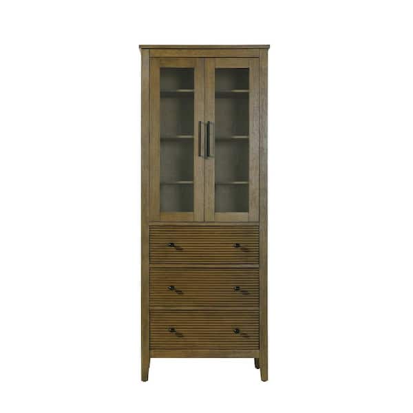 28 in. W x 18 in. D x 72 in. H Brown Freestanding Linen Cabinet