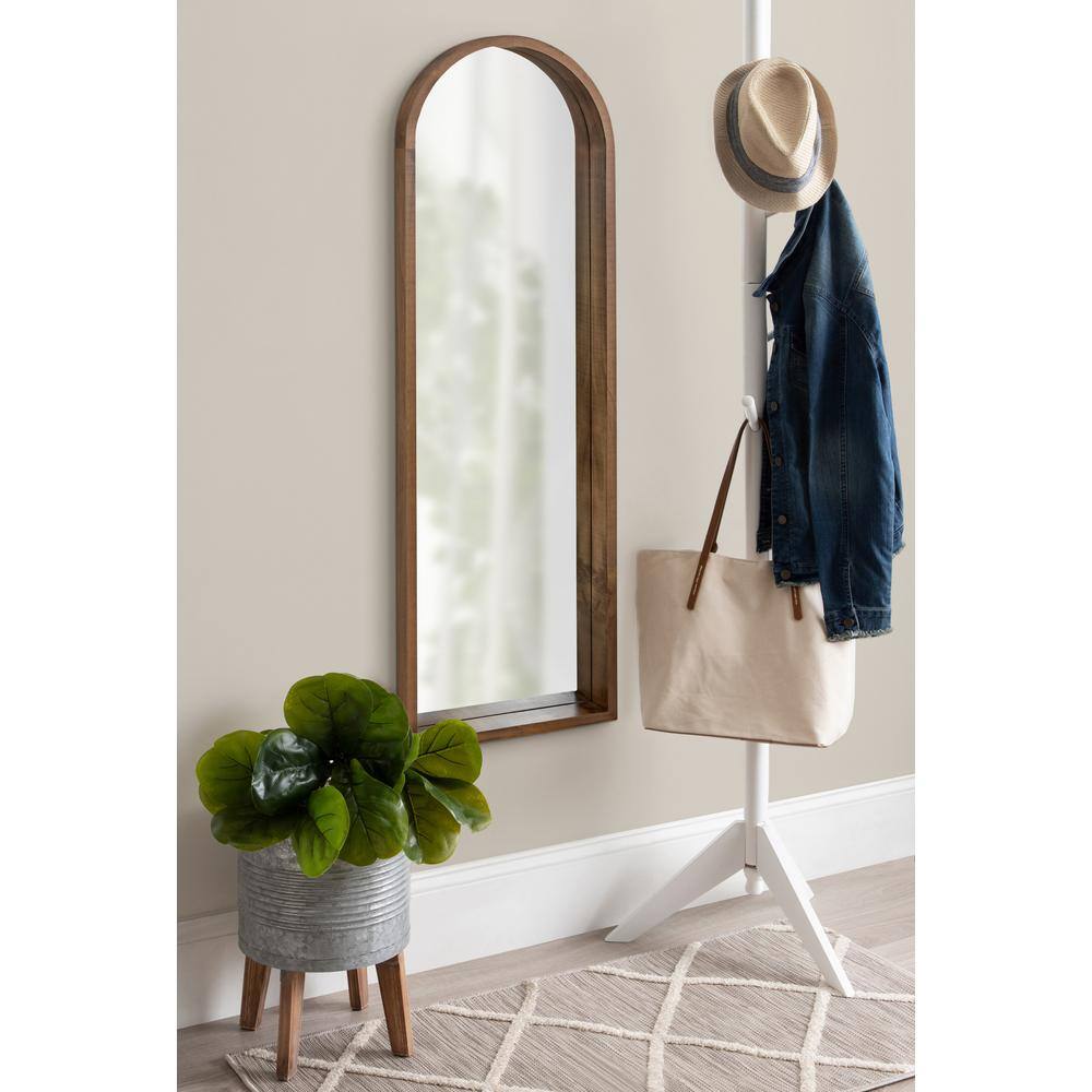 Hutton Modern Farmhouse Full-Length Arched Wood Mirror in Rustic Brown