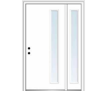 Viola 50 in. x 80 in. Right-Hand Inswing 1-Lite Clear Low-E Primed Fiberglass Prehung Front Door on 4-9/16 in. Frame