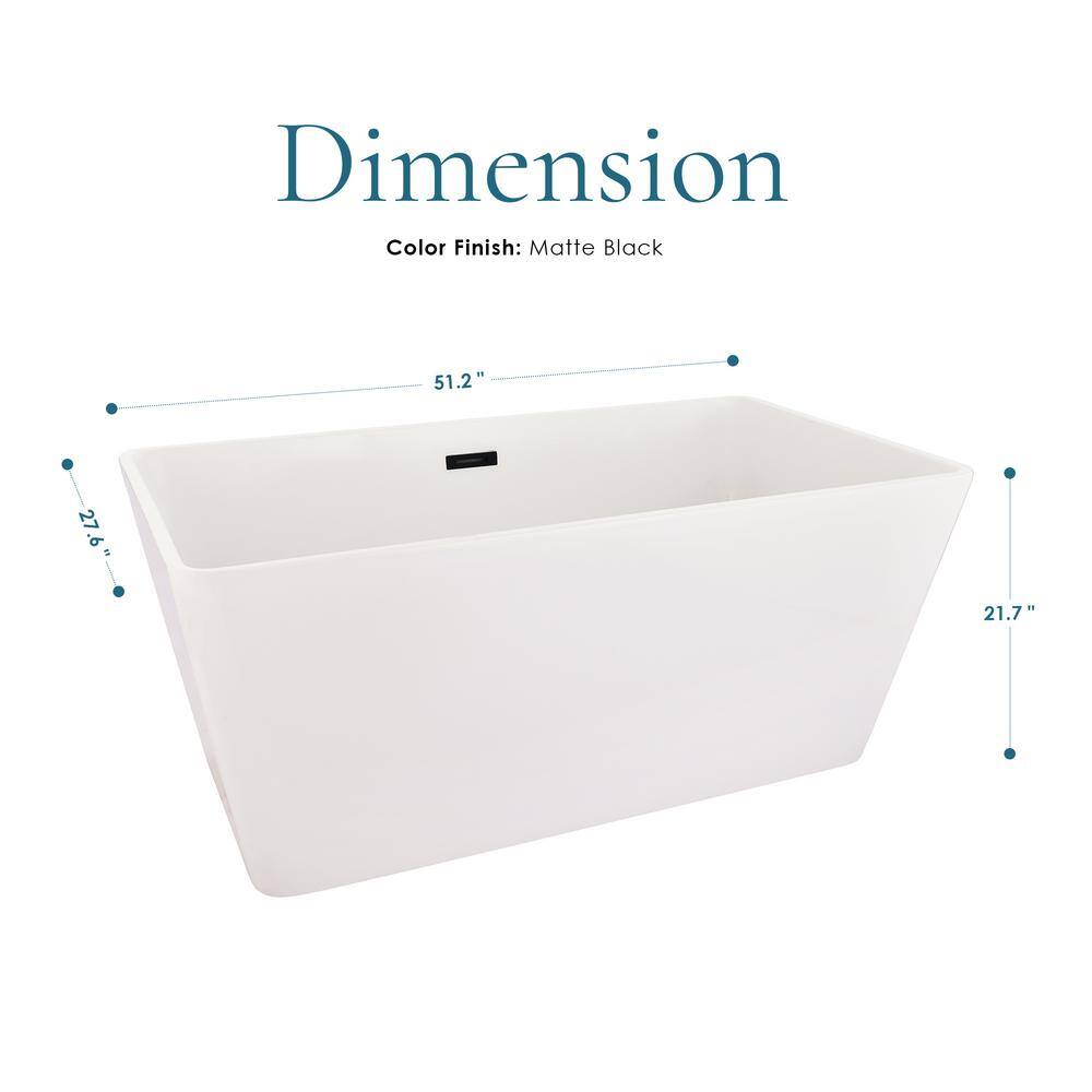 51.2'' White Acrylic Freestanding Soaking Bathtub