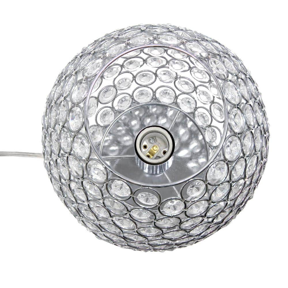 11" Silver Crystal Round Vase Table Lamp with Chrome Base