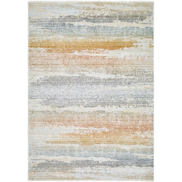 Livabliss Rojin Mustard/Light Slate Abstract 5 ft. x 8 ft. Indoor Area Rug
