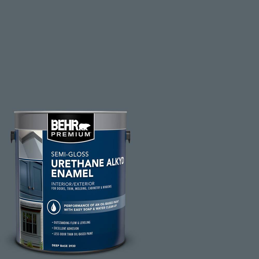 BEHR PREMIUM 1 gal. N4906 Calligraphy Urethane Alkyd SemiGloss Enamel Interior/Exterior Paint