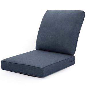 Navy Blue Sunbrella Set Outdoor Lounge Chair Back Cushion, Solid Rectangular, Water Resistant