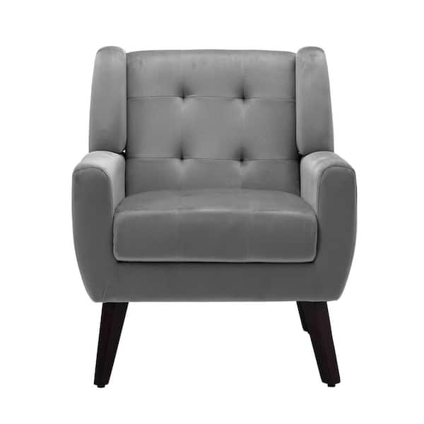 Uixe Gray Velvet Upholstered Arm Chair (Set of 1)