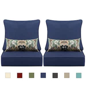 24 in. x 24 in. Outdoor Deep Seating Lounge Chair Cushion in Dark Blue (Set of 6) (2 Back 2 Seater 2 Pillow)