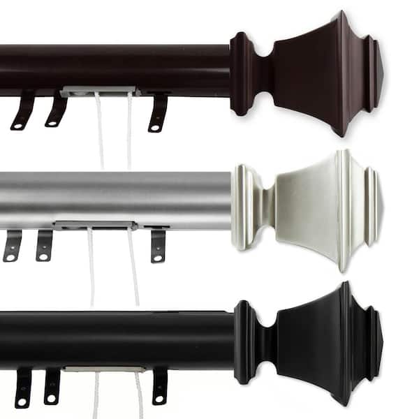 Rod Desyne 30 in. - 48 in. Bach Decorative Traverse Rod with Sliders in Black