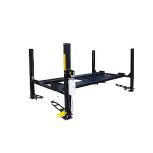 Storage 4-Post Car Lift 9,000 lbs. Extended Length/Height - With Poly Casters, Drip Trays, Jack Tray