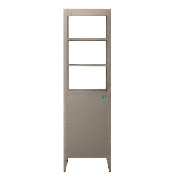21 in. W x 17 in. D x 72 in. H Brown MDF Floor Standing Linen Cabinet with Soft Close Door in Driftwood Gray/MB