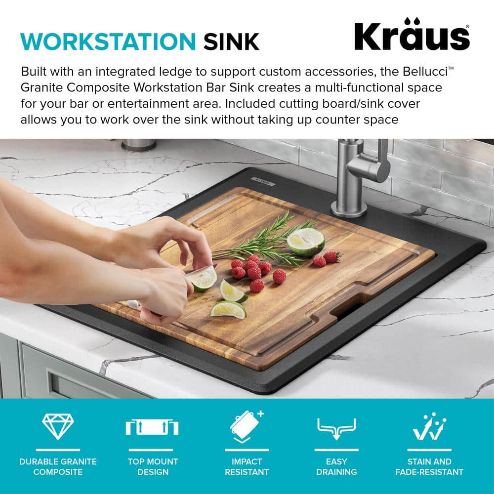 Bellucci Metallic Black Granite Composite Single Bowl Kitchen Sink