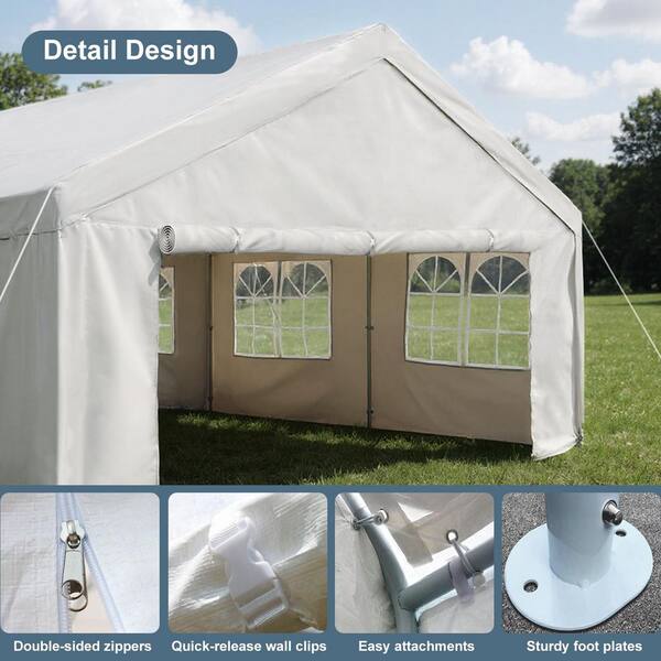 【セットで最安値！！】GE Tent 2.5 GE Tarp 4.0 セット Sudzendf 13 ft. x 26 ft. White Party Wedding Tent Outdoor Gazebo