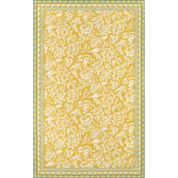 Momeni Under A Loggia Rokeby Road Yellow 2 ft. x 3 ft. Indoor Outdoor Area Rug