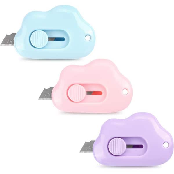 Unbranded Cloud Shaped Box Cutter Letter Opener Envelope Slitter Retractable Art Knives with Key Chain Hole 3 Colors