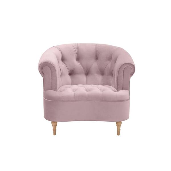 Rustic Manor Ismail Blush Accent Chair Upholstered Button Tufted Velvet