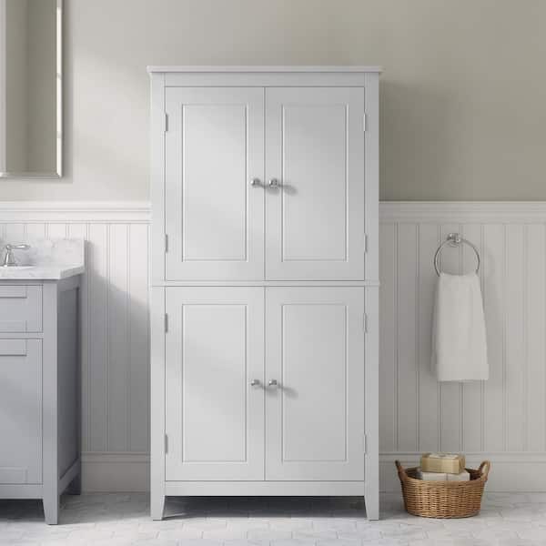 24 in. W x 12 in. D x 43 in. H White Freestanding Linen Cabinet