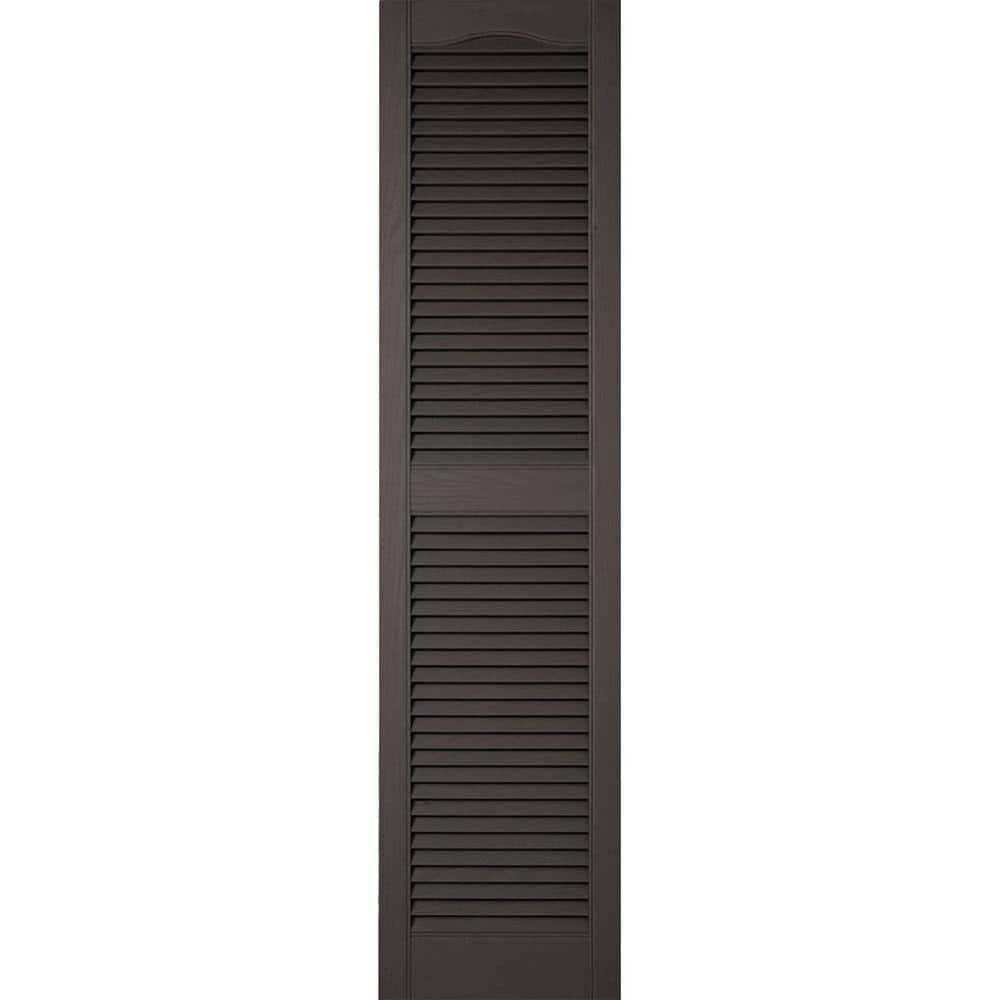 12 in. x 39 in. Lifetime Vinyl Custom Cathedral Top Center Mullion Open Louvered Shutters Pair Tuxedo Grey price history on PriceWatchPro