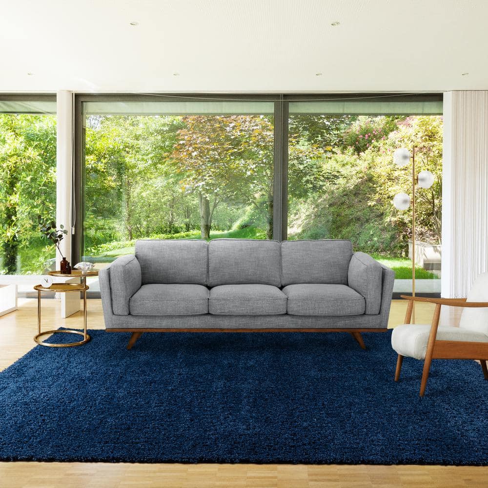 Solid Navy Rectangular 8' x 10' Synthetic Shag Area Rug