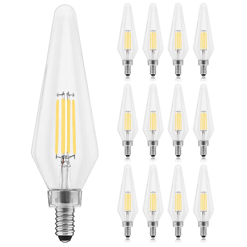Clear Glass Dimmable LED Candelabra Bulbs, Set of 12