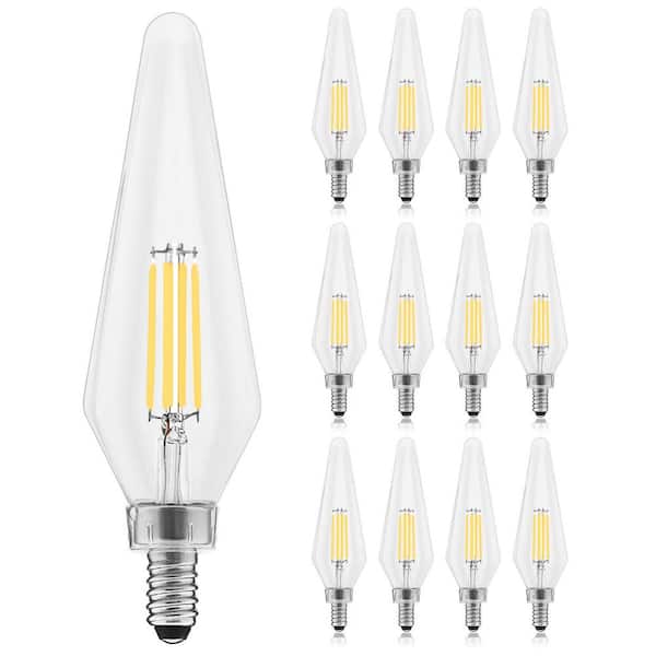 LUXRITE 60-Watt Equivalent HX10.5 Glass Dimmable E12 Base Edison LED Light Bulb 4.5-Watt 500 Lumens Wet Rated 4000K (12-Pack)