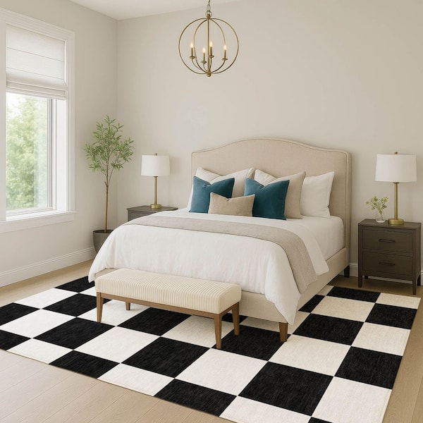 Chantille Machine Washable Indoor/Outdoor Abstract ACN2345 Black 3 ft. x 5 ft. Area Rug