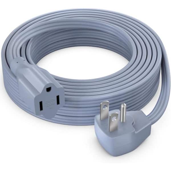 20 ft. 14 / 3 Heavy Duty Indoor Slim Flat Wire Extension Cord with 3-Prong Flat Plug 14 AWG Power Cord, 15A/1800W, Gray