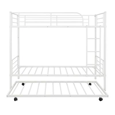 White Twin Metal Bunk Bed With Trundle, Twin Over Futon Metal Bunk Bed Assembly Instructions