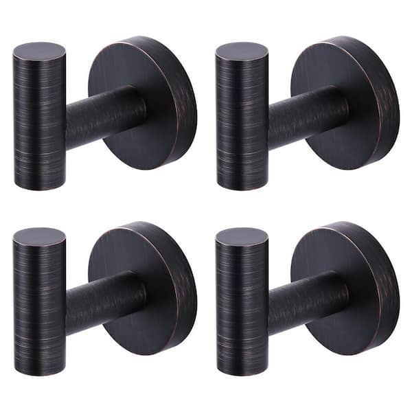 ARCORA Wall Mount Round Stainless Steel J-Hook Robe/Towel Hook in Oil Rubbed Bronze (4-Pack)