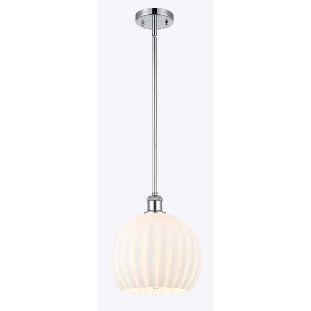White Venetian 100-Watt 1-Light Polished Chrome Standard Mini Pendant Light with Painted Glass Shade, No Bulbs Included price history on PriceWatchPro