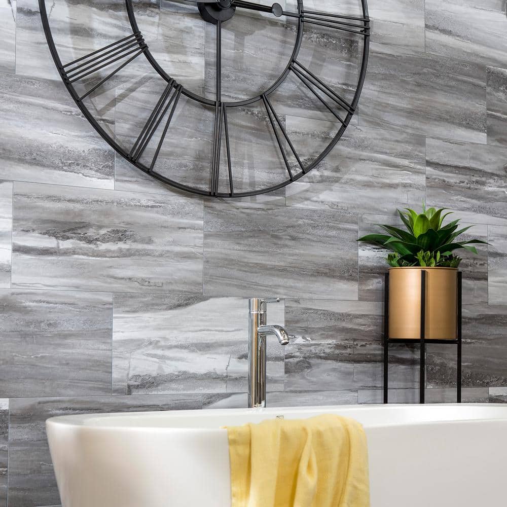 Hermitage Granite Gray Vinyl Interlocking Wall Tile Panels