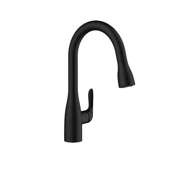 Gerber Viper Single Handle Pull Down Sprayer Kitchen Faucet with Deck Plate in Satin Black