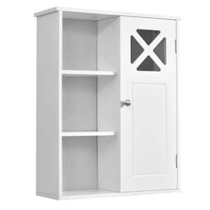 19 in. W x 7 in. D x 24 in. H White Multipurpose Bathroom Storage Wall Cabinet
