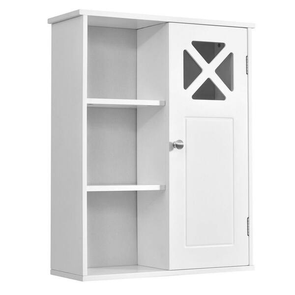 ANGELES HOME 19 in. W x 7 in. D x 24 in. H White Multipurpose Bathroom Storage Wall Cabinet