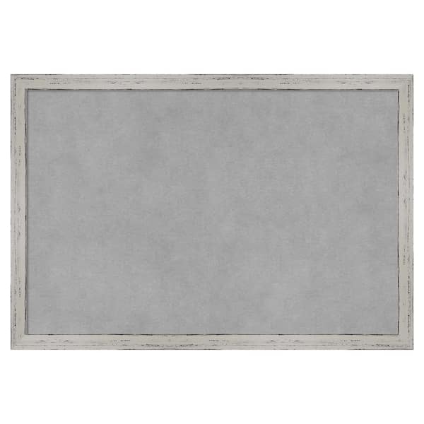 Amanti Art Shiplap White Narrow 19 in. x 13 in Framed Magnetic Board