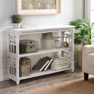 48 in. Distress White Standard Rectangle Wood Console Table with Storage