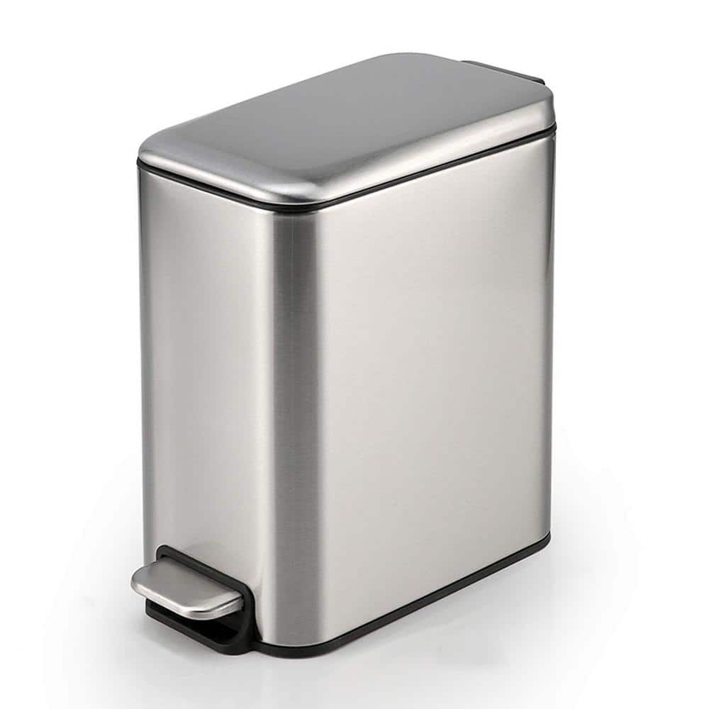 1.3 Gal. Brushed Stainless Steel Trash Can with Lid and Soft Closure