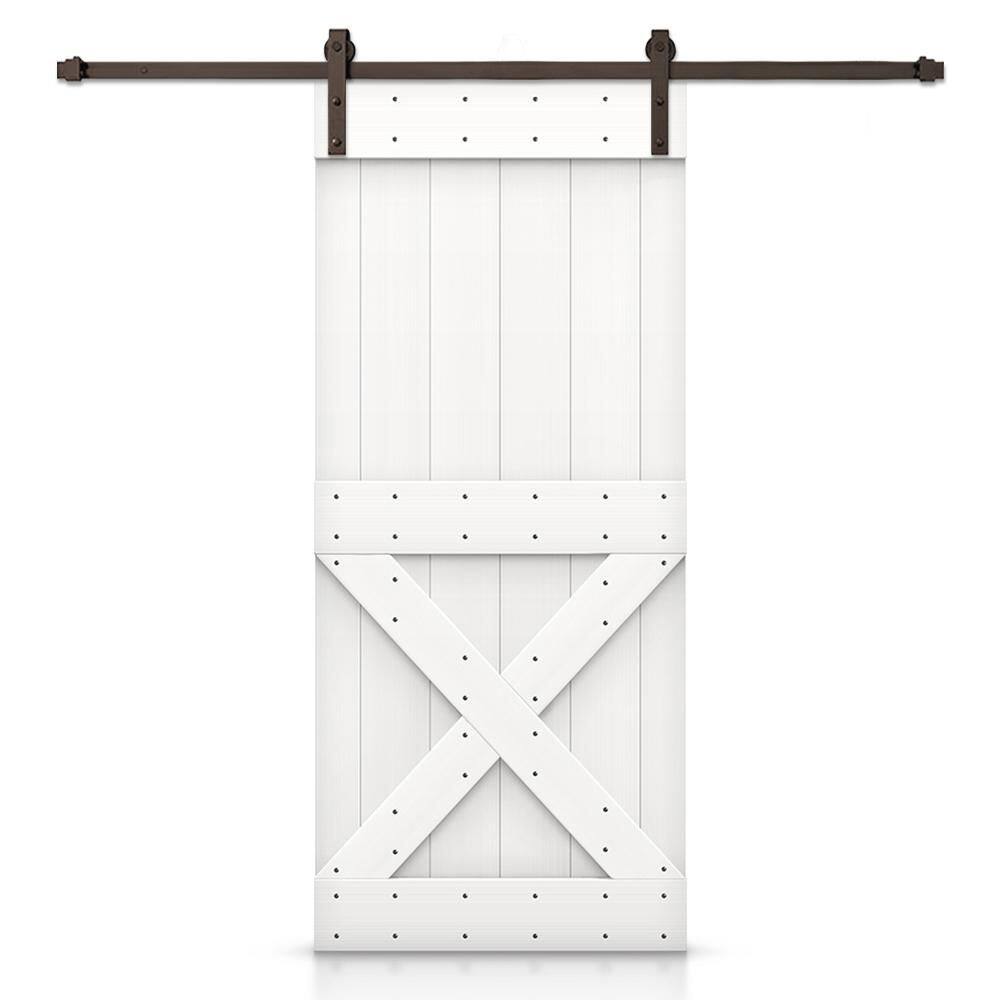 Mini X 34 in. x 84 in. White Stained DIY Wood Interior Sliding Barn Door with Hardware Kit price history on PriceWatchPro