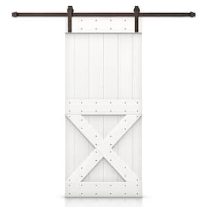 Mini X 42 in. x 84 in. Gray Stain DIY Knotty Pine Wood Interior Sliding Barn Door with Hardware Kit