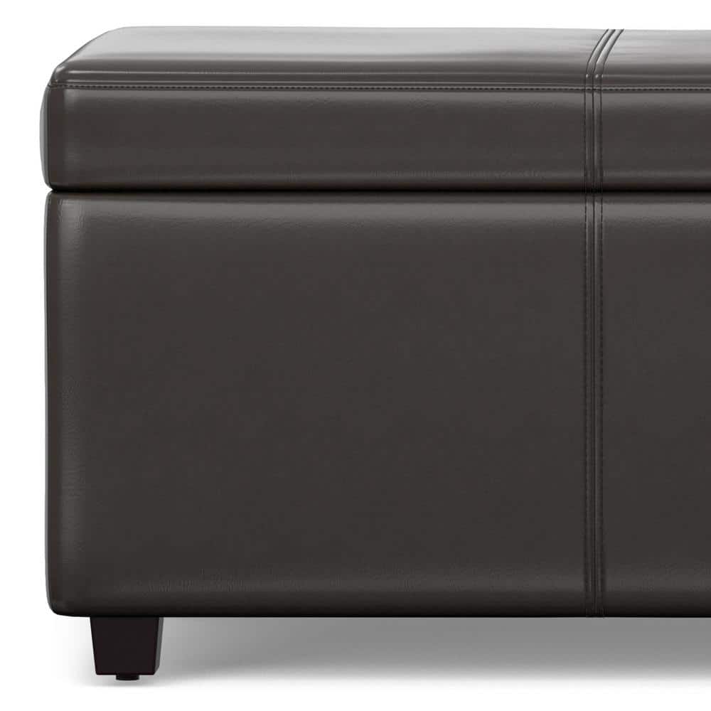 Tanners Brown Faux Leather Lift Top Storage Ottoman