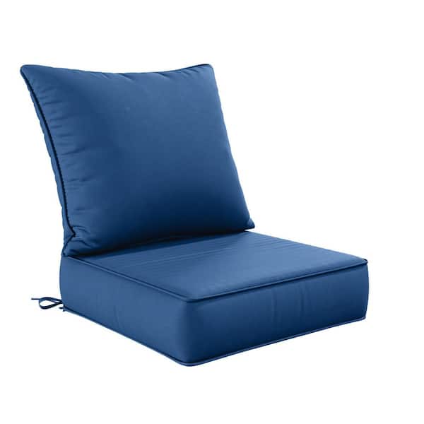 24 in. x 24 in. Deep Seat Outdoor Lounge Cushion with Backrest, Premium Waterproof Patio Furniture Cushions Blue