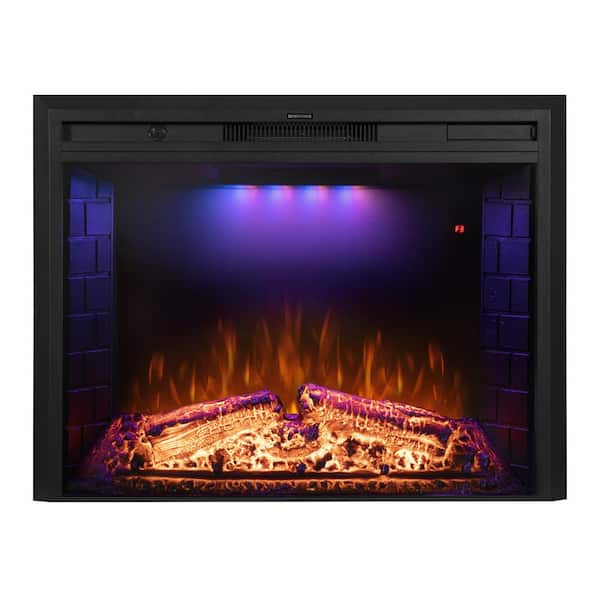 Delandgrand 36 in. Electric Fireplace Inserts with Fire Crackling Sound, Adjustable Top Light and Flame Speed, Black