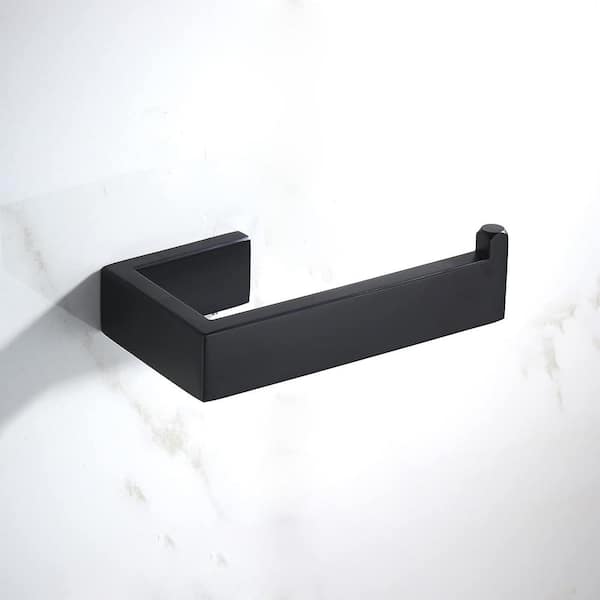ATKING Bath Wall-Mount Toiler Paper Holder Non-Slip Tissue Holder in Black