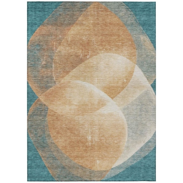 Chantille Machine Washable Indoor/Outdoor Abstract ACN3035 Teal 9 ft. x 12 ft. Area Rug