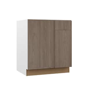 Designer Series Edgeley Assembled 30x34.5x23.75 in. Blind Left Corner Base Kitchen Cabinet in Driftwood
