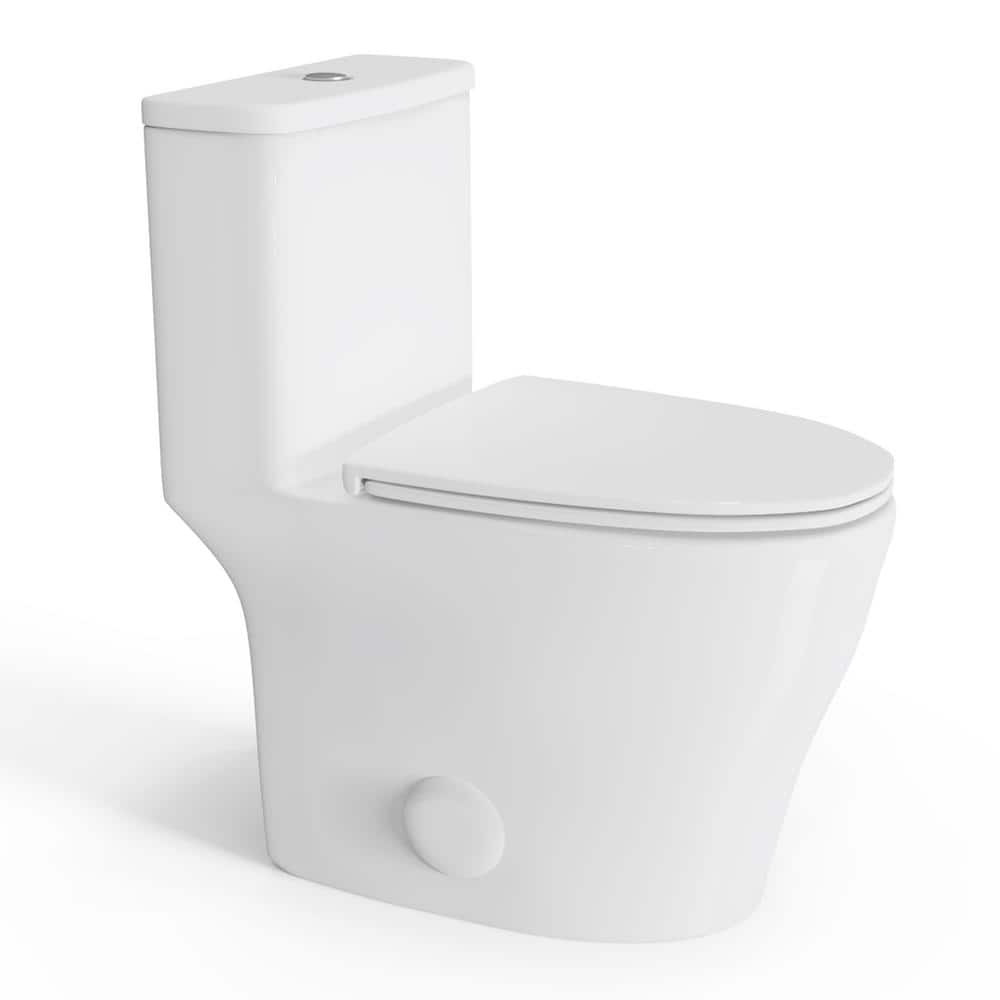 1-Piece 0.8/1.28 GPF Dual Flush Elongated Comfort Height Toilet in White, W