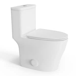 1-Piece 0.8/1.28 GPF Dual Flush Elongated Comfort Height Toilet in White, Water Effect Reaches MAP 1000g