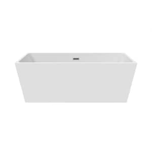 Sophia 62.99 in. x 29.52 in. Soaking Acrylic Bathtub with Center Drain in White