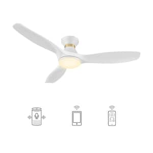 Kore 52 in. Integrated LED Indoor White Smart Ceiling Fan with Light and Remote, Works with Alexa and Google Home